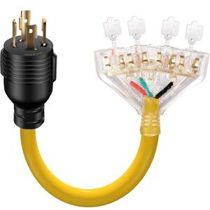 Heavy Duty Yellow Power Splitter Cable